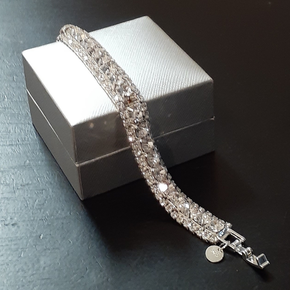 Unisex Silver-Tone CZ Bracelet - Picture 3 of 4